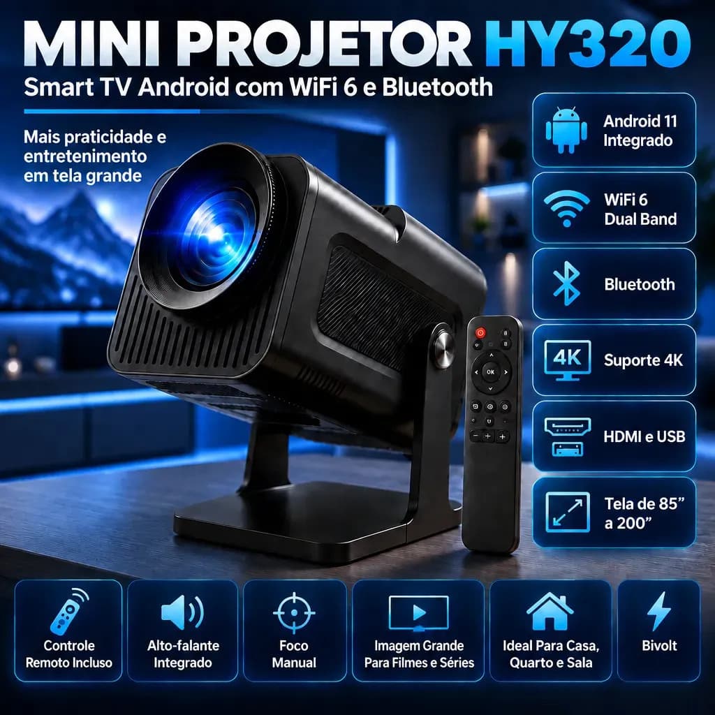 Projetor HY320 Mini Portátil Smart TV